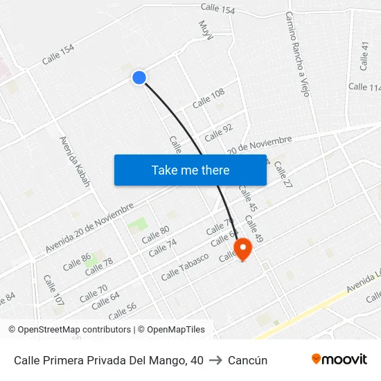 Calle Primera Privada Del Mango, 40 to Cancún map