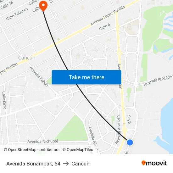 Avenida Bonampak, 54 to Cancún map