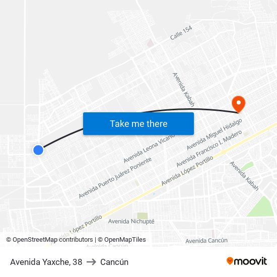 Avenida Yaxche, 38 to Cancún map