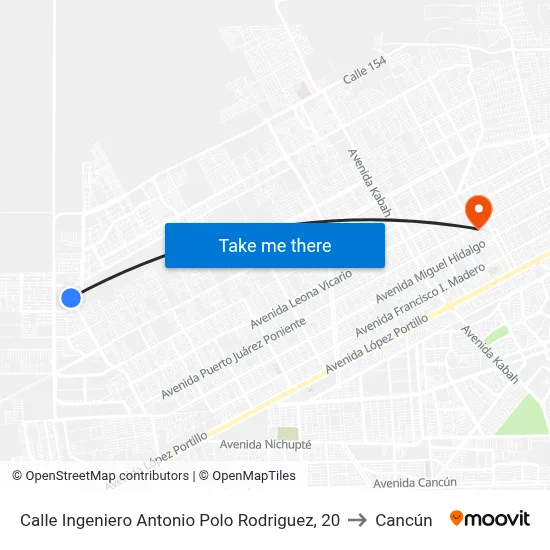Calle Ingeniero Antonio Polo Rodriguez, 20 to Cancún map