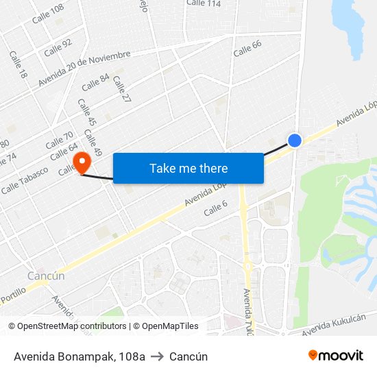 Avenida Bonampak, 108a to Cancún map