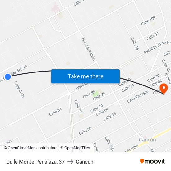 Calle Monte Peñalaza, 37 to Cancún map