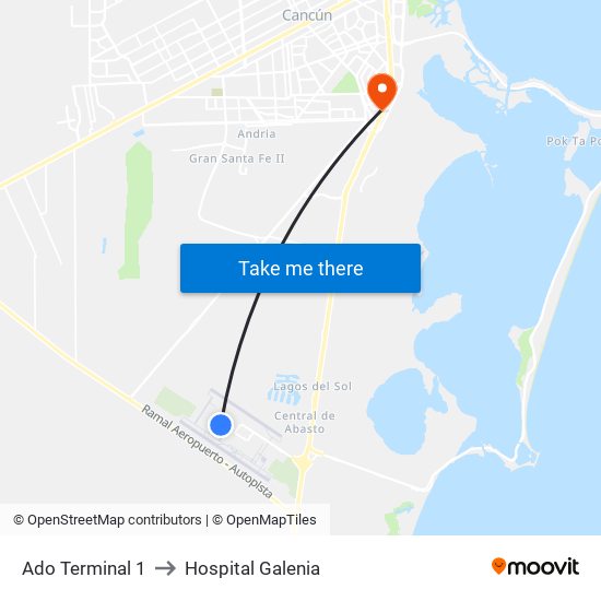 Ado Terminal 1 to Hospital Galenia map