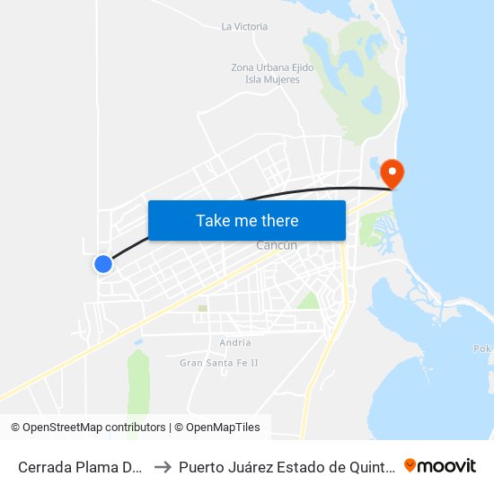 Cerrada Plama De Coco, 16 to Puerto Juárez Estado de Quintana Roo Mexico map