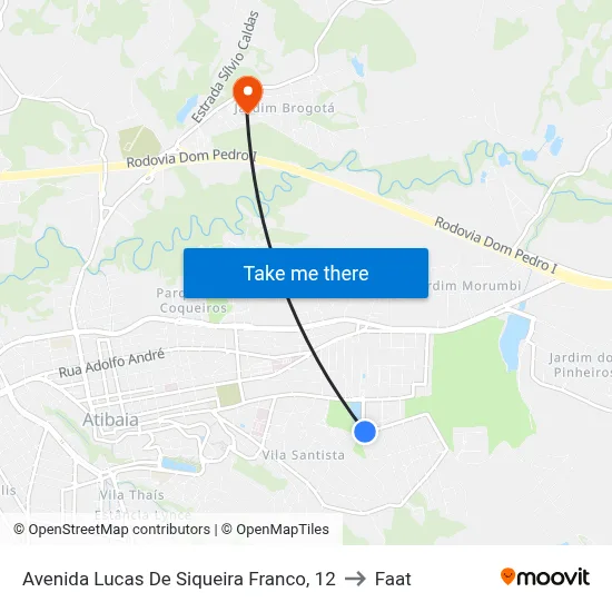 Avenida Lucas De Siqueira Franco, 12 to Faat map