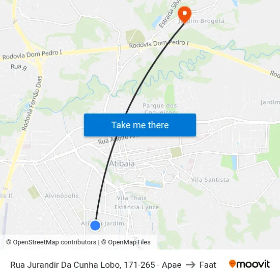Rua Jurandir Da Cunha Lobo, 171-265 - Apae to Faat map