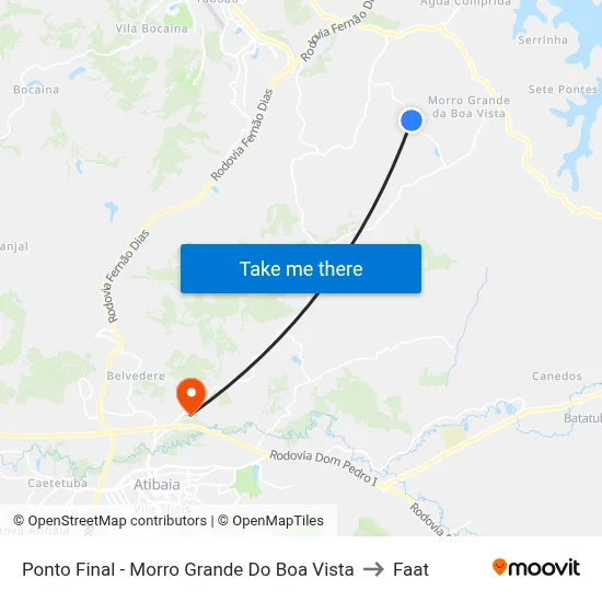 Ponto Final - Morro Grande Do Boa Vista to Faat map