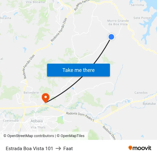 Estrada Boa Vista 101 to Faat map
