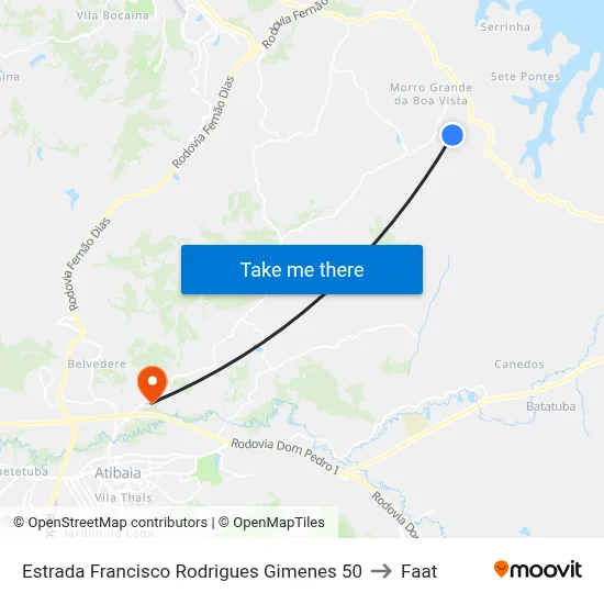 Estrada Francisco Rodrigues Gimenes 50 to Faat map