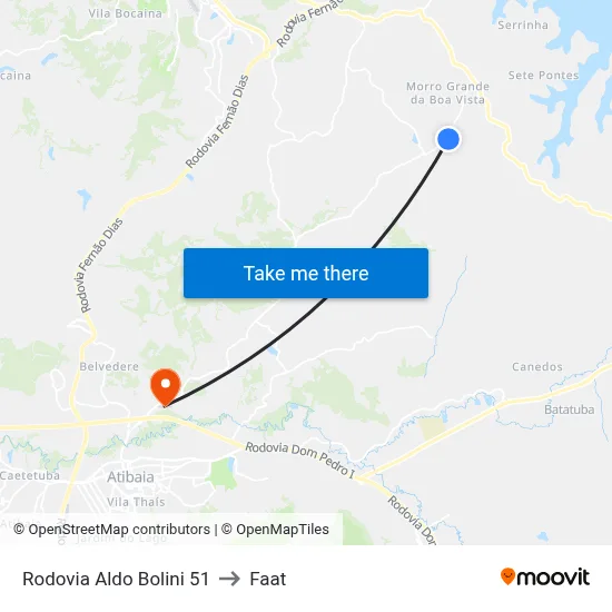 Rodovia Aldo Bolini 51 to Faat map