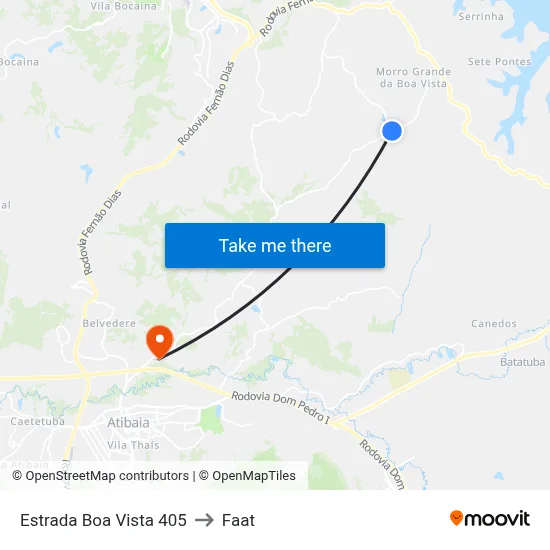 Estrada Boa Vista 405 to Faat map