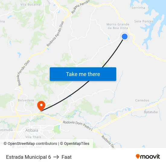 Estrada Municipal 6 to Faat map