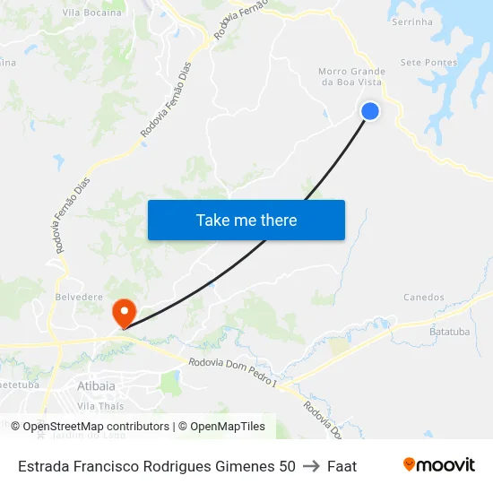 Estrada Francisco Rodrigues Gimenes 50 to Faat map