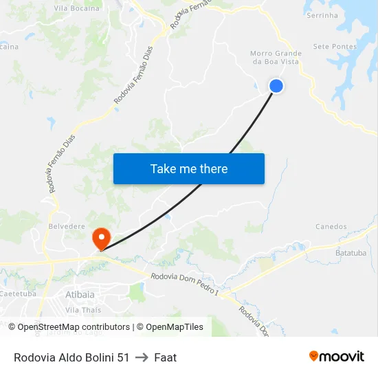 Rodovia Aldo Bolini 51 to Faat map