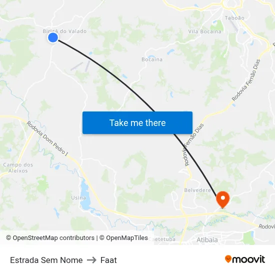 Estrada Sem Nome to Faat map