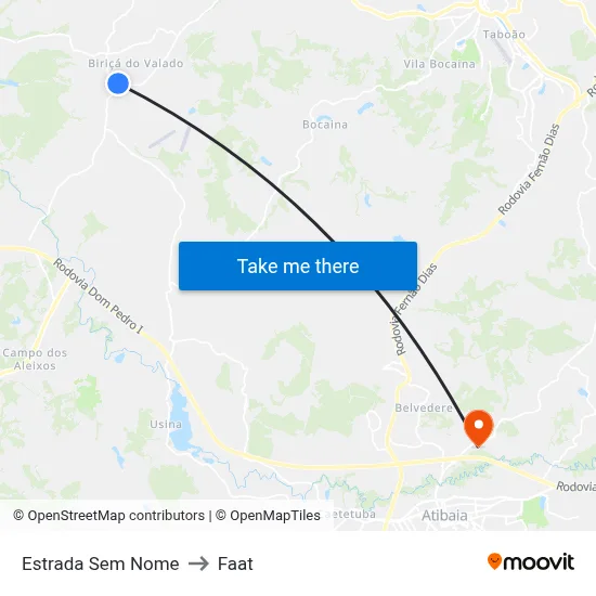 Estrada Sem Nome to Faat map