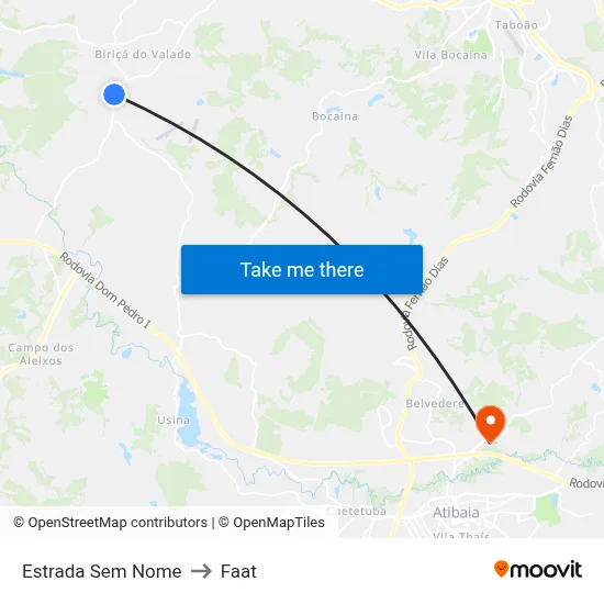 Estrada Sem Nome to Faat map
