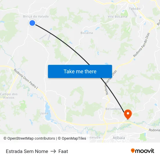 Estrada Sem Nome to Faat map