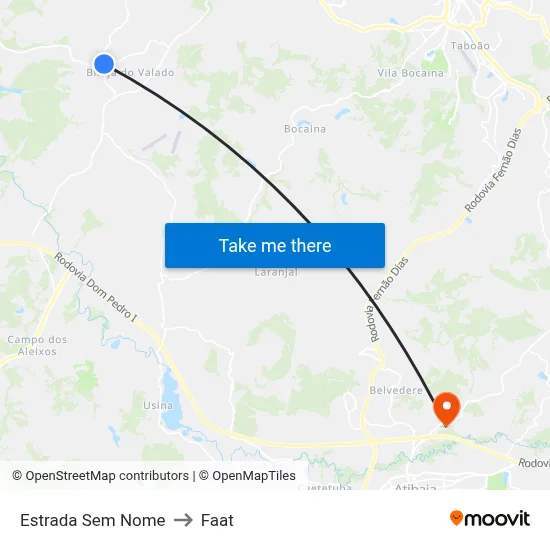 Estrada Sem Nome to Faat map