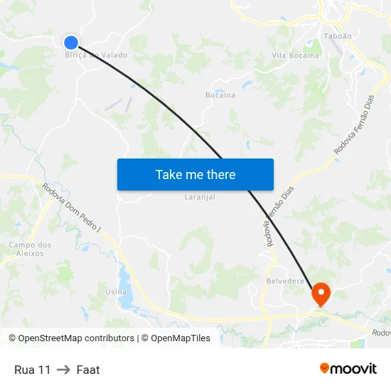 Rua 11 to Faat map