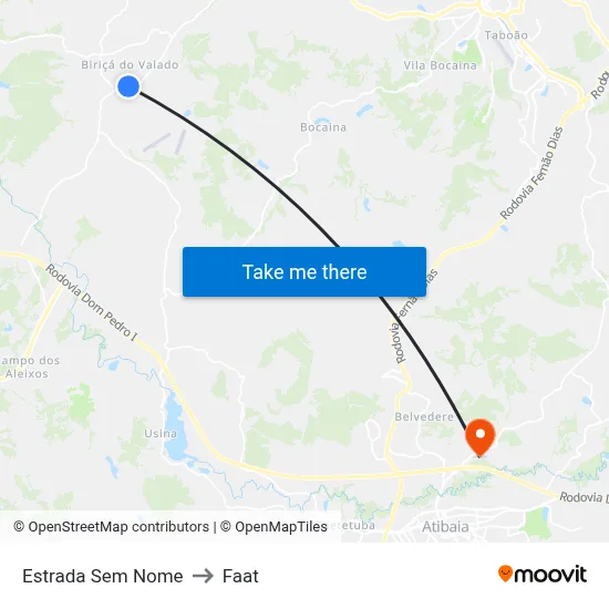 Estrada Sem Nome to Faat map