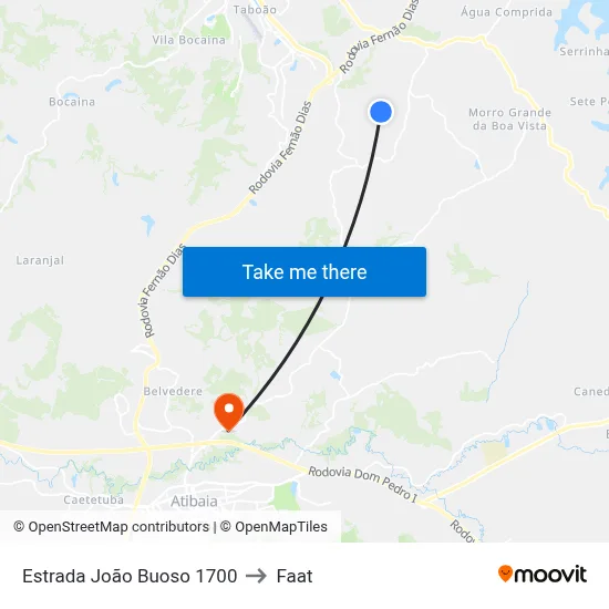 Estrada João Buoso 1700 to Faat map