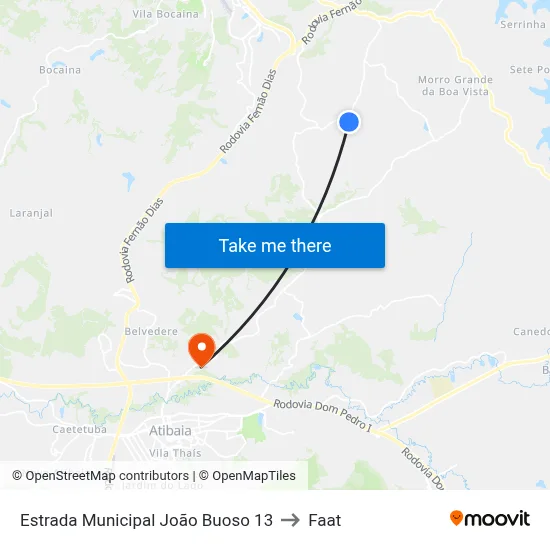 Estrada Municipal João Buoso 13 to Faat map