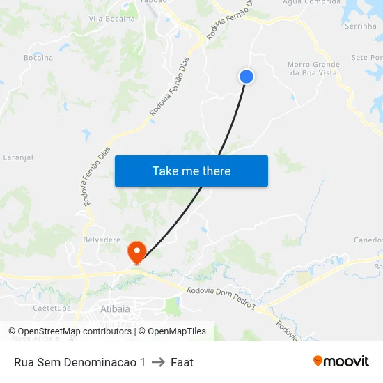 Rua Sem Denominacao 1 to Faat map