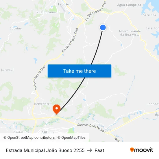Estrada Municipal João Buoso 2255 to Faat map