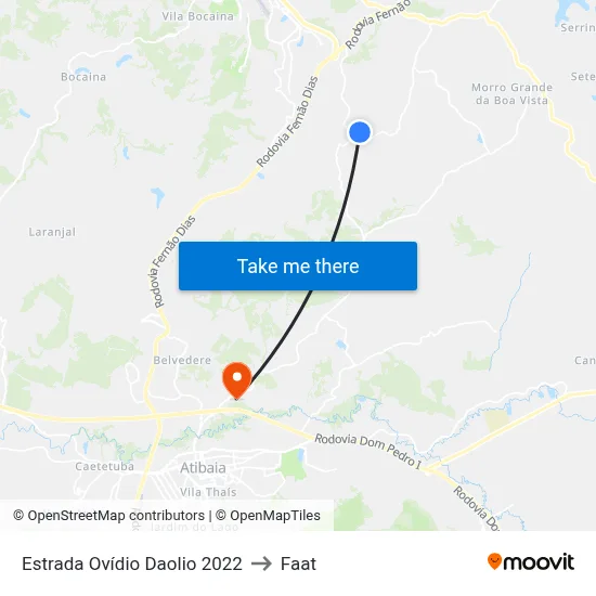 Estrada Ovídio Daolio 2022 to Faat map