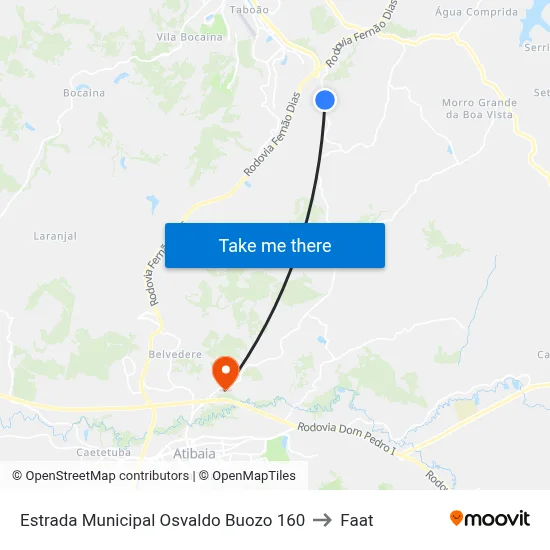 Estrada Municipal Osvaldo Buozo 160 to Faat map