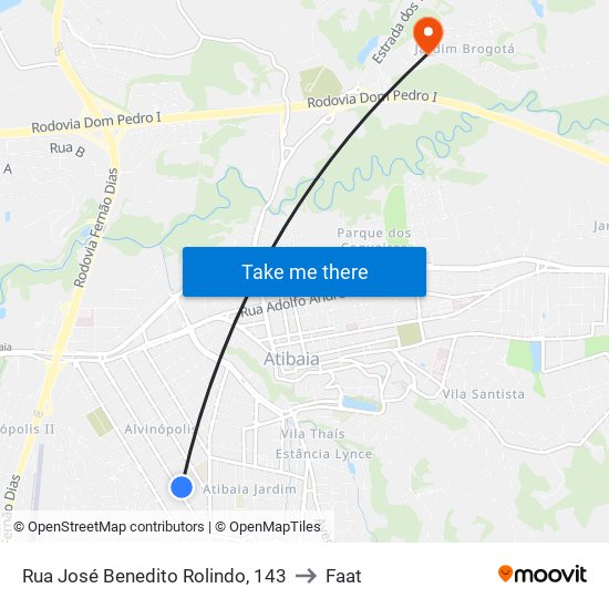 Rua José Benedito Rolindo, 143 to Faat map
