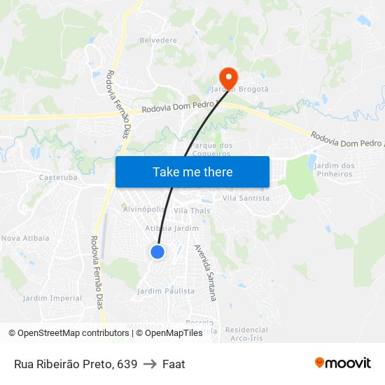 Rua Ribeirão Preto, 639 to Faat map