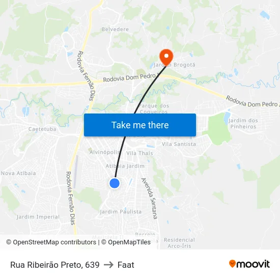 Rua Ribeirão Preto, 639 to Faat map