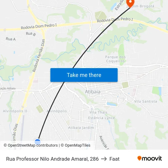 Rua Professor Nilo Andrade Amaral, 286 to Faat map