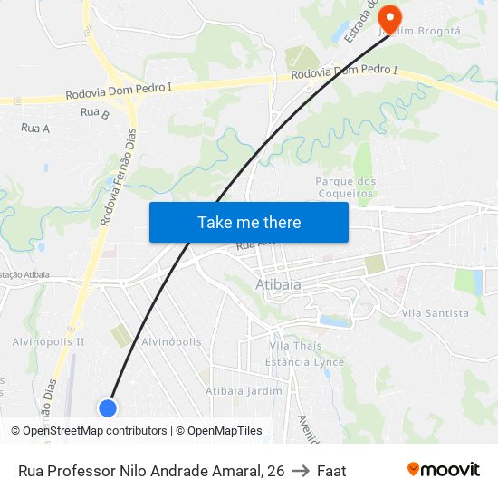 Rua Professor Nilo Andrade Amaral, 26 to Faat map
