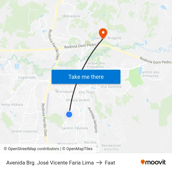 Avenida Brg. José Vicente Faria Lima to Faat map