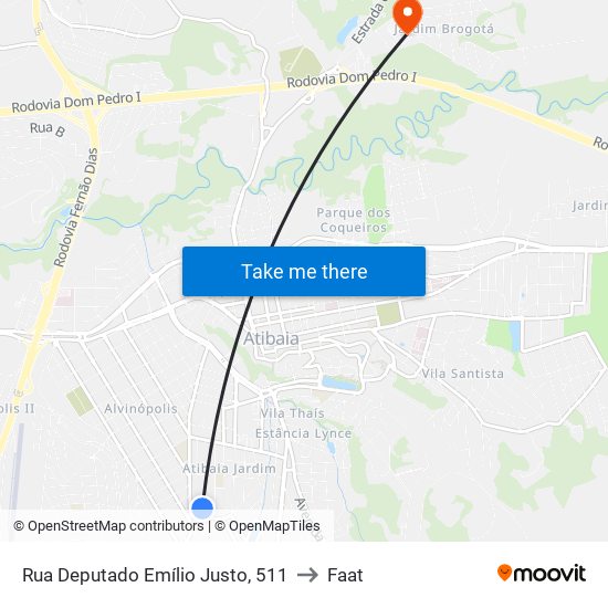 Rua Deputado Emílio Justo, 511 to Faat map