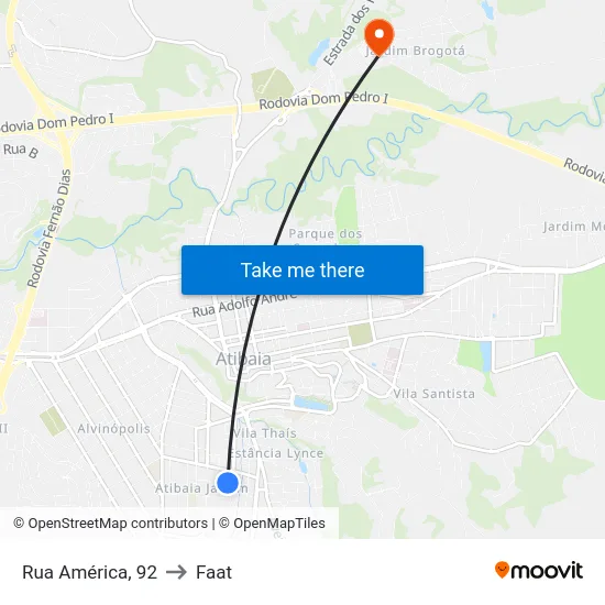 Rua América, 92 to Faat map