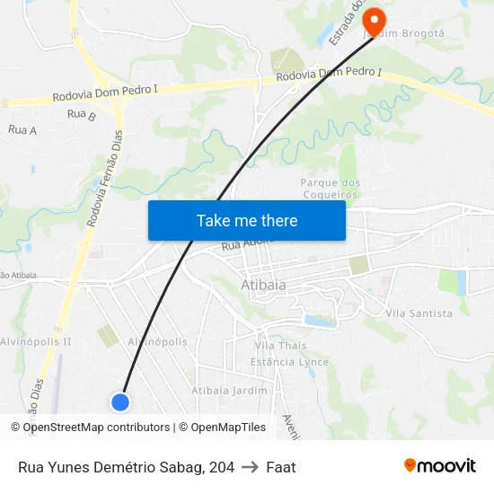 Rua Yunes Demétrio Sabag, 204 to Faat map