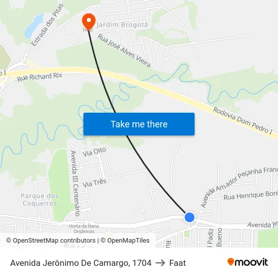 Avenida Jerônimo De Camargo, 1704 to Faat map
