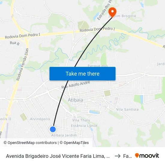 Avenida Brigadeiro José Vicente Faria Lima, 1313 to Faat map