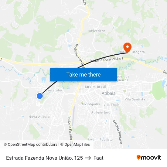 Estrada Fazenda Nova União, 125 to Faat map