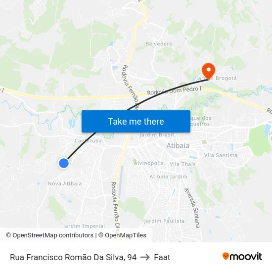 Rua Francisco Romão Da Silva, 94 to Faat map