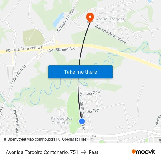 Avenida Terceiro Centenário, 751 to Faat map
