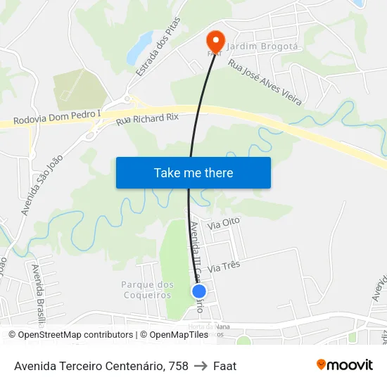 Avenida Terceiro Centenário, 758 to Faat map