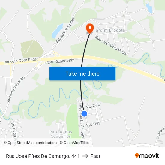 Rua José Píres De Camargo, 441 to Faat map
