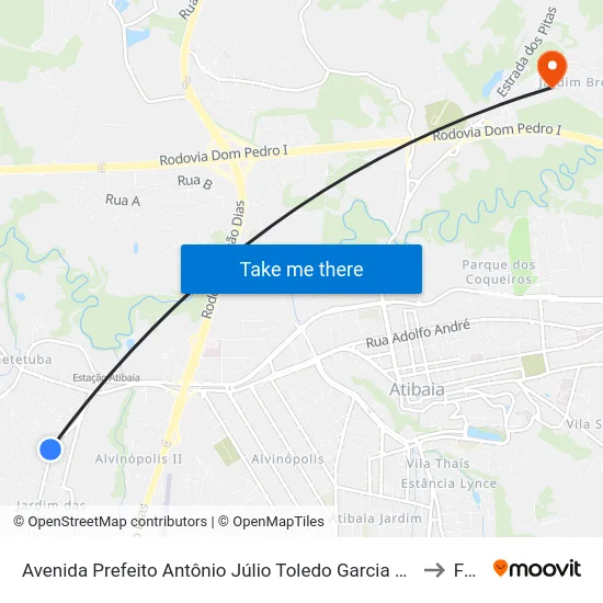 Avenida Prefeito Antônio Júlio Toledo Garcia Lopes, 555 to Faat map