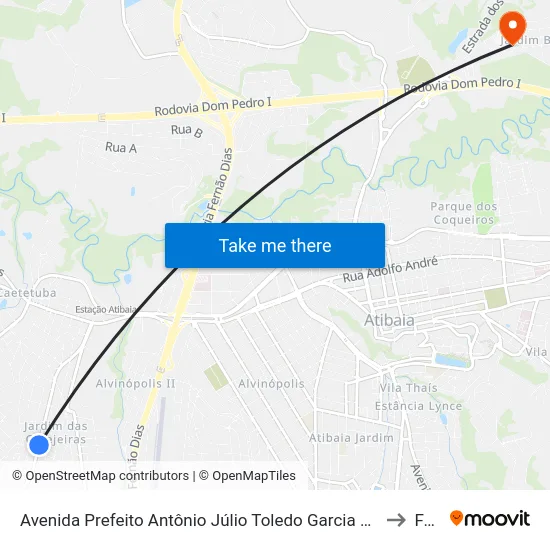 Avenida Prefeito Antônio Júlio Toledo Garcia Lopes, 1195 to Faat map