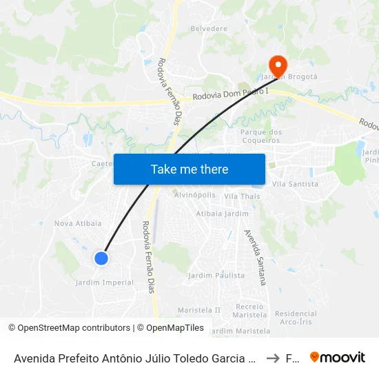 Avenida Prefeito Antônio Júlio Toledo Garcia Lopes, 2369 to Faat map